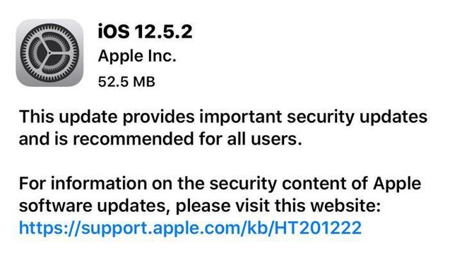 洛隆苹果手机维修分享iOS12.5.2发布，建议所有老苹果用户安装 
